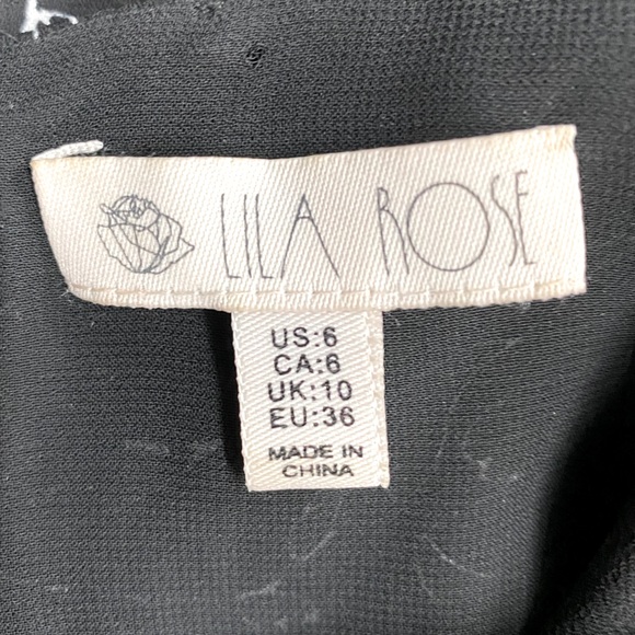 Lila Rose Black W White Floral Print Long Sleeve Ruffle Hem Mini Dress 6 - Picture 3 of 16